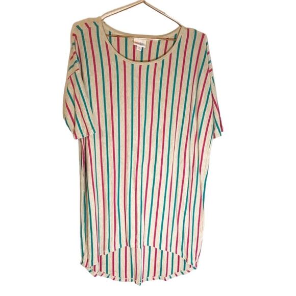 LuLaRoe Striped Tunic Top - Size Medium - Blue & Pink - Picture 1 of 6